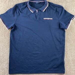 EUC Ben Sherman Men's Polo‎ Stretch Shirt with Pocket Classic Fit Navy Blue Sz L